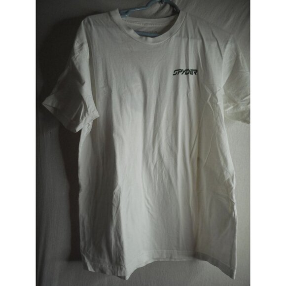 Spyder 100% Organic Cotton White Graphic Tee T-Shirt Double Sided Sz L rainbow - Picture 2 of 5
